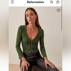 Reformation Gellar Knit Top in Fern (green) - NWOT